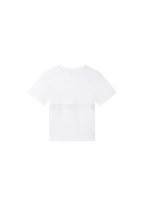 White T-Shirt With GIVENCHY Stripe GIVENCHY KIDS | H1529710P