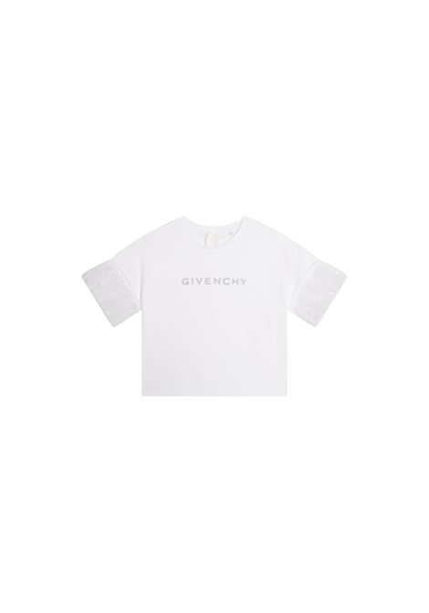 T-Shirt Bianca Con Logo e Tulle 4G GIVENCHY KIDS | H1530010P