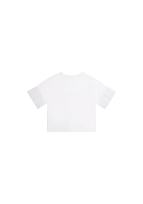 T-Shirt Bianca Con Logo e Tulle 4G GIVENCHY KIDS | H1530010P