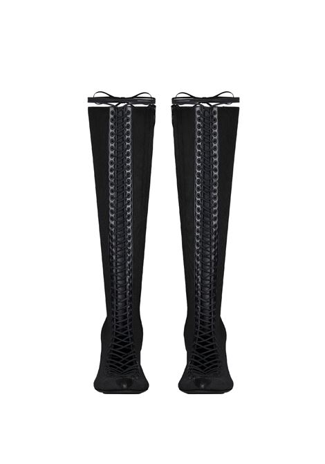 Black Show Boots In Knit and Leather GIVENCHY | BE702SE1QC001
