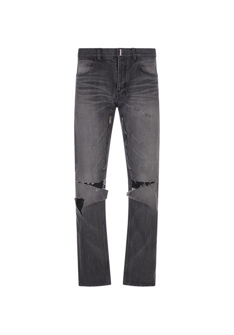 Straight Jeans In Black Ripped Denim GIVENCHY | BM518L5Y4H001
