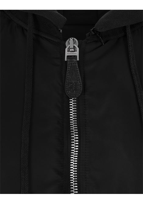 Oversized Black Nylon Bomber Jacket With Hood GIVENCHY | BW00KC14U4001