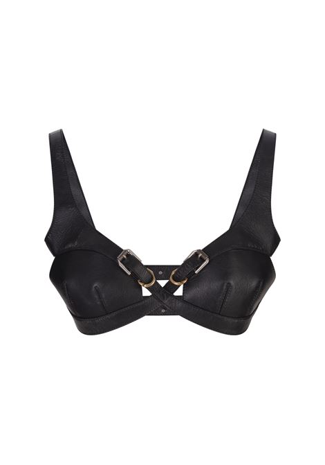 Black Leather Bra With Criss-cross Effect GIVENCHY | BW613E61C1011