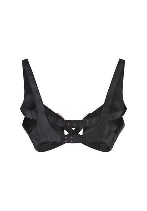 Black Leather Bra With Criss-cross Effect GIVENCHY | BW613E61C1011