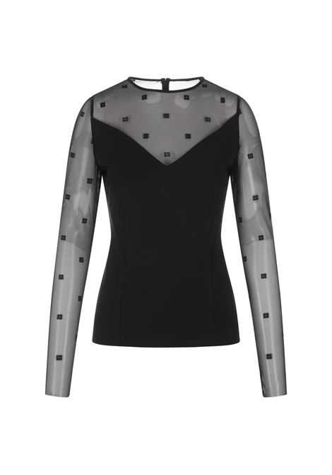 Black Milano Stitch Top With Tulle 4G GIVENCHY | BW614530XQ001