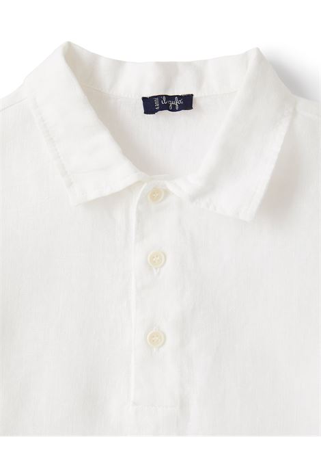White Linen Short Sleeve Polo Shirt IL GUFO | P23PC060L6006010