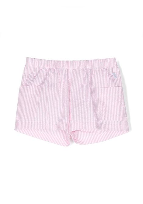Pink Striped Seersucker Cotton Shorts IL GUFO | P23PS087C1078325