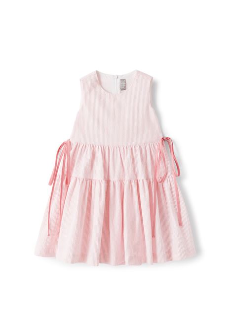 Pink Striped Seersucker Sleeveless Dress IL GUFO | P23VA284C1078325