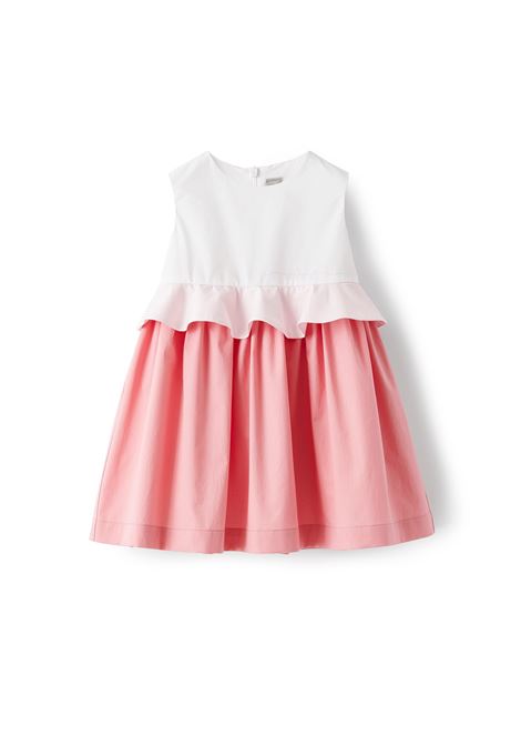 Pink and White Cotton Satin Ruffle Dress IL GUFO | P23VA300C00460132