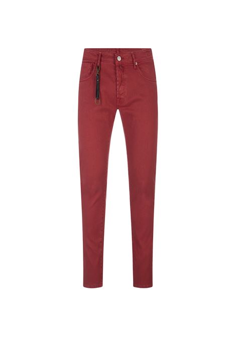 Red Linen Slim Fit Trousers INCOTEX BLUE DIVISION | BDPS0002-02342600
