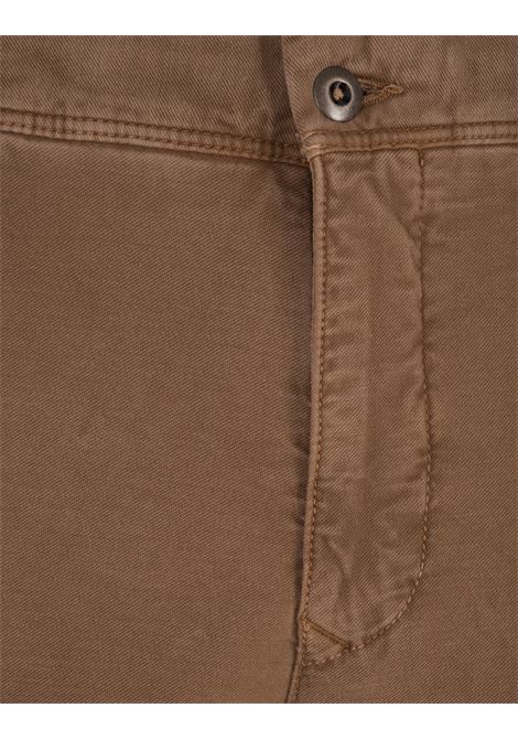 Pantalone Slim Fit In Canvas Di Cotone Marrone INCOTEX SLACKS | 1SA100-90822640