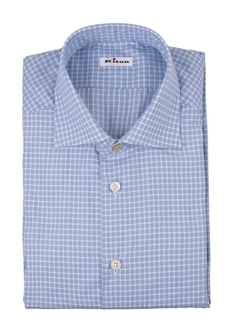 Shirt In Light Blue Gingham Checked Cotton KITON | UCCH0824506