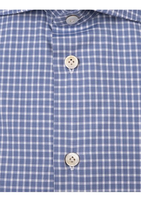 Camicia In Cotone Blu a Quadretti Gingham KITON | UCCH0824508