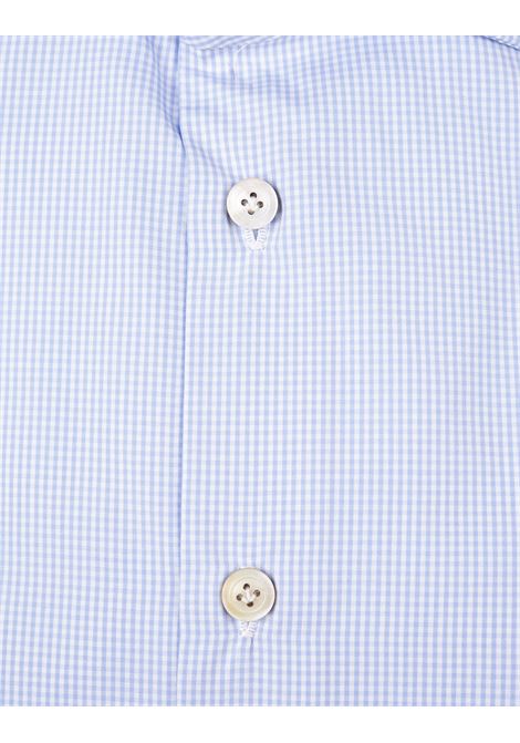 Shirt In Light Blue and White Checked Poplin KITON | UCCH0829030