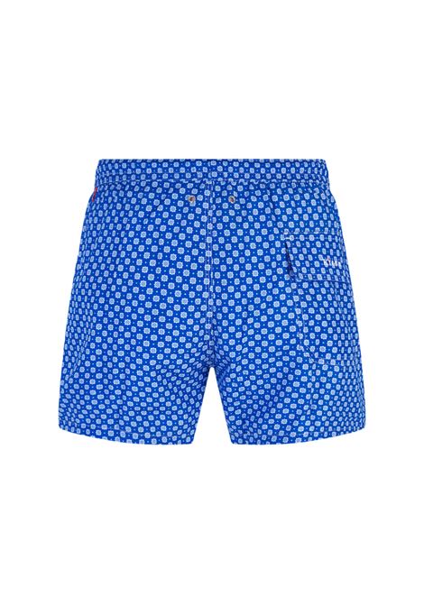 Blue and White Sea Shorts With Micro Pattern KITON | UCOM2CXB603352