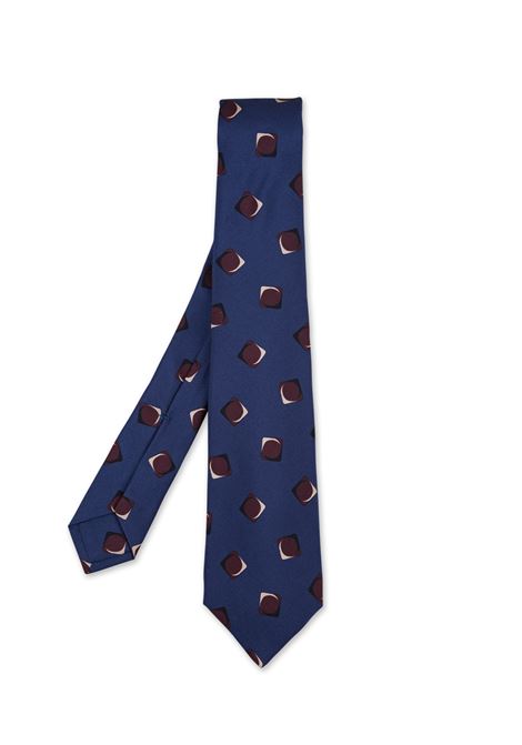 Cravatta In Seta Blu Notte Con Pattern Di Quadrati KITON | UCRVKRC05H1602