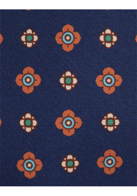 Cravatta In Seta Blu Navy Con Micro Fantasia Floreale KITON | UCRVKRC05H8801