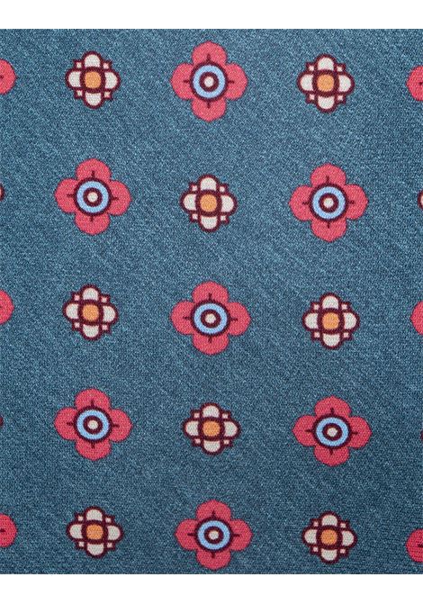 Petroleum Silk Tie With Micro Floral Pattern KITON | UCRVKRC05H8808