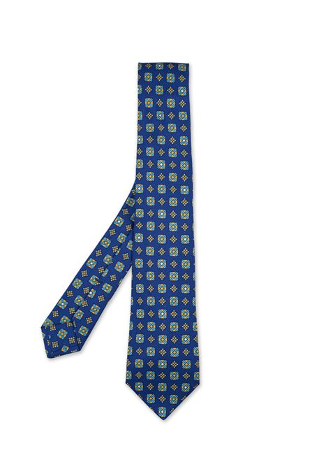 Blue Tie With Geometric Pattern KITON | UCRVKRC05H9001