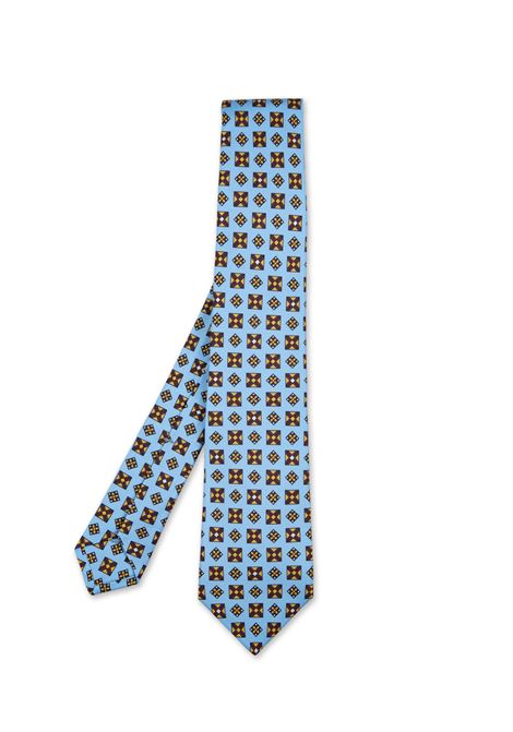 Sky Blue Tie With Geometric Patternv KITON | UCRVKRC05H9002