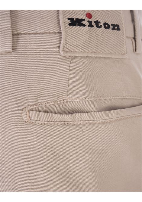 Pantalone Slim Fit In Cotone Beige KITON | UFPP79J0736B04