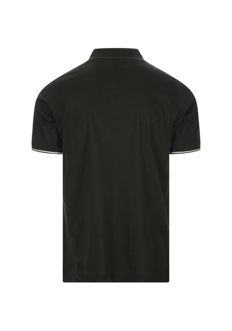 Dark Green Polo Shirt With Logo And Stripes KITON | UK1264E23328