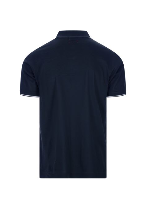 Dark Blue Polo Shirt With Logo And Stripes KITON | UK1264E23K295