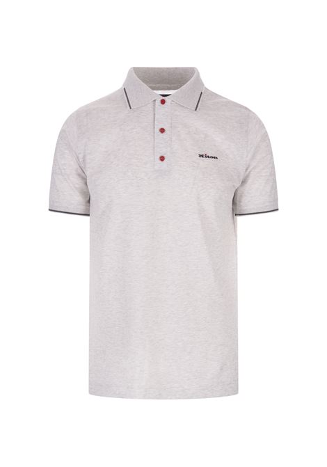 Melange Grey Polo Shirt With Logo And Stripes KITON | UK1264E23KA