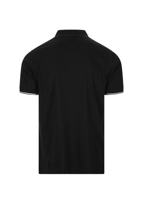 Black Polo Shirt With Logo And Stripes KITON | UK1264E23KS
