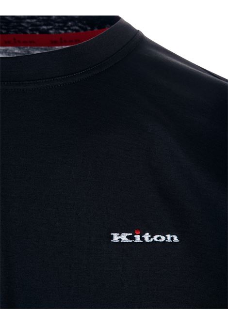 T-Shirt Blu Navy Con Logo Ricamato KITON | UK1274E23K4