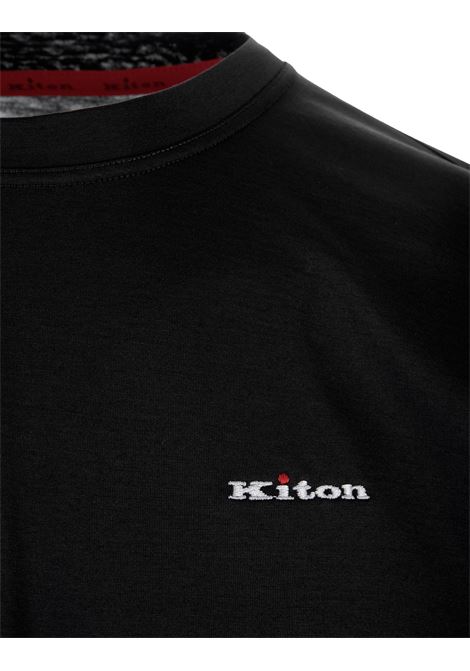 T-Shirt Nera Con Logo Ricamato KITON | UK1274E23K5