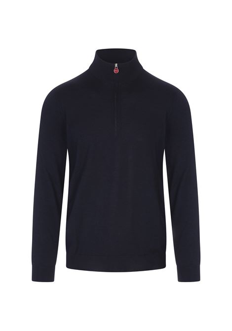 Half Zip Sweater In Navy Blue Cashmere and Silk KITON | UK1372W22K4