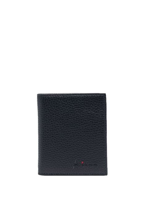Navy Blue Tumbled Leather Wallet KITON | UPEN010XB603005