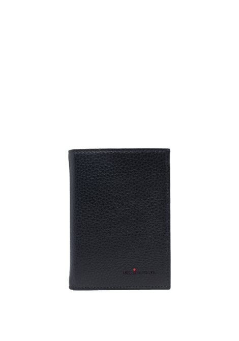 Navy Blue Tumbled Leather Rectangular Wallet KITON | UPEN011XB603005