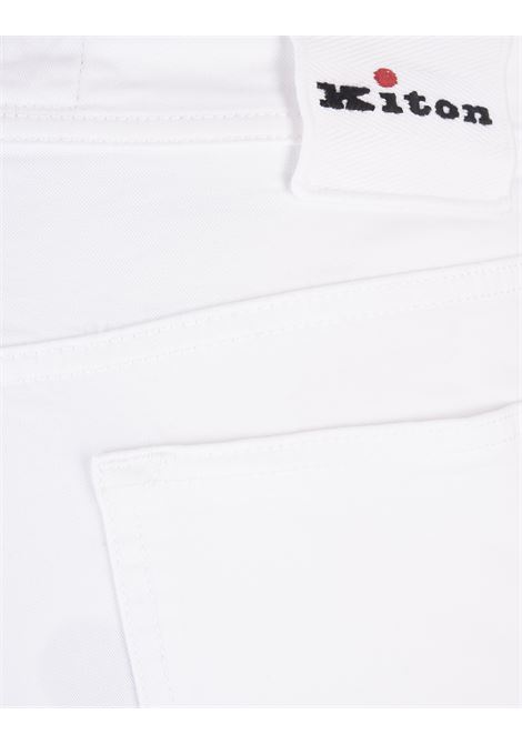 Pantalone a Gamba Dritta In Denim Bianco KITON | UPNJSMJ0738B16