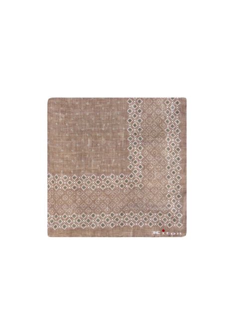 Light Brown Pocket Handkerchief With Geometric Micro Pattern KITON | UPOCHCXB601209