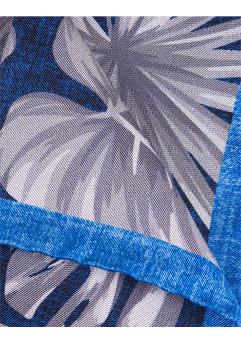 Pochette Blu Navy Con Stampa Foliage a Contrasto KITON | UPOCHCXB601219