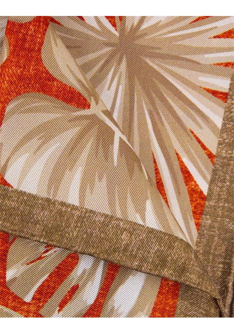 Orange Pocket Handkerchief With Contrasting Foliage Print KITON | UPOCHCXB601225