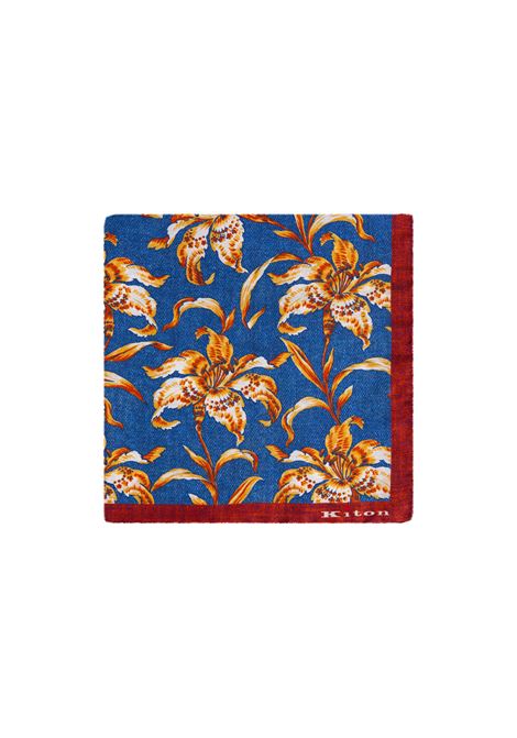 Pochette Blu Con Pattern Floreale Arancione KITON | UPOCHCXB601229