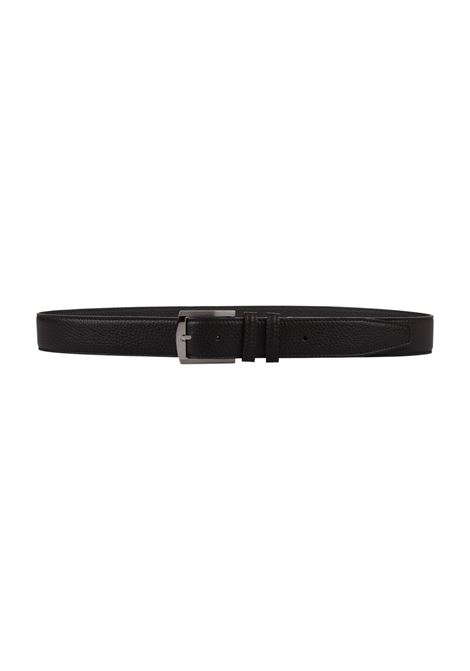 Dark Brown Textured Leather Belt KITON | USC3PN0012601