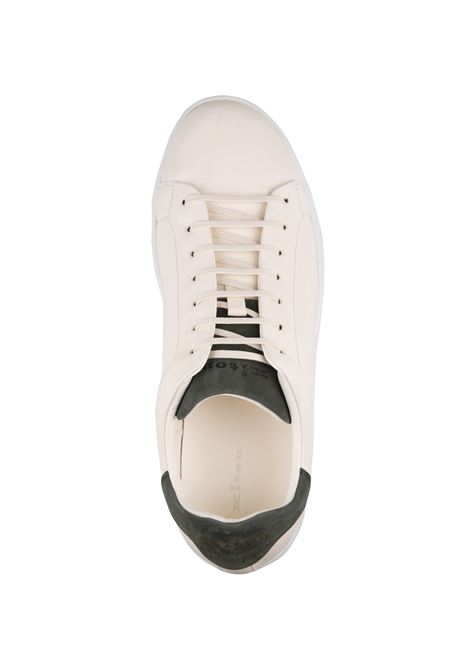Sneakers Bianche Con Inserti In Suede Verde Scuro KITON | USSTEN2N0088801