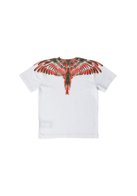 White T-Shirt With Red Wings Printed MARCELO BURLON KIDS | CBAA001S23JER0050120