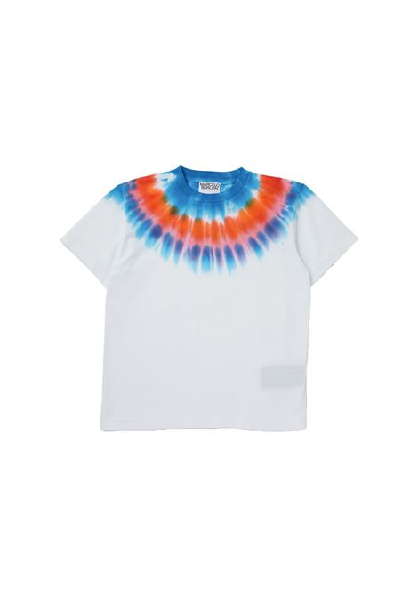 T-Shirt Bianca Con Collo Tie&Dye MARCELO BURLON KIDS | CBAA001S23JER0060140