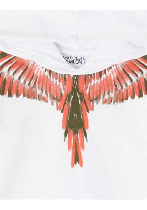 White Hoodie With Red Wings Printed MARCELO BURLON KIDS | CBBB001S23FLE0030120