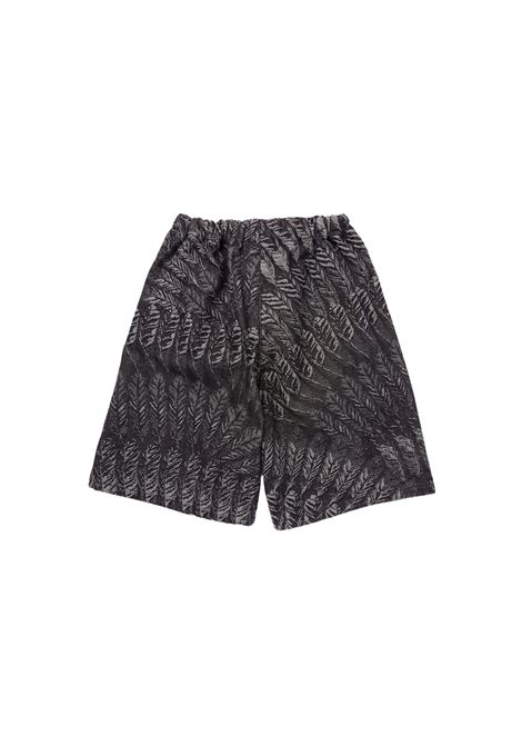 Black Denim Shorts With All-Over Feathers MARCELO BURLON KIDS | CBYC002S23DEN0021007