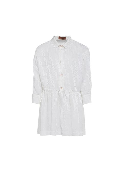 White Jacquard Satin Shirt Dress With Logo MISSONI KIDS | MS1B20-K0117100