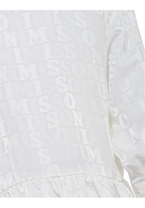 White Jacquard Satin Shirt Dress With Logo MISSONI KIDS | MS1B20-K0117100