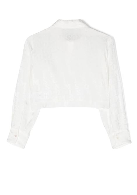 Camicia In Raso Jacquard Bianco Con Logo MISSONI KIDS | MS5A00-K0117100