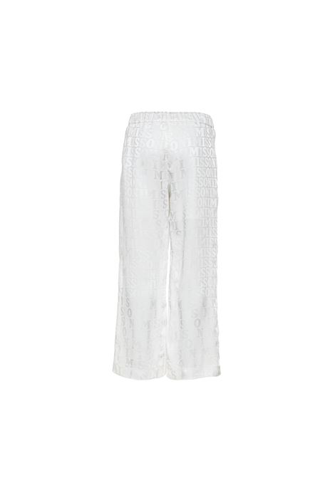 Pantaloni In Raso Jacquard Bianco Con Logo MISSONI KIDS | MS6B53-K0117100