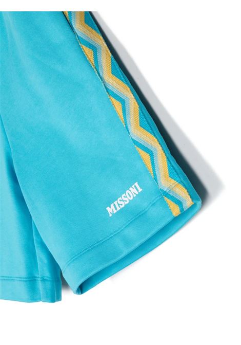 Light Blue Bermuda Shorts With Logo and Contrasting Bands MISSONI KIDS | MS6R09-Z0081605
